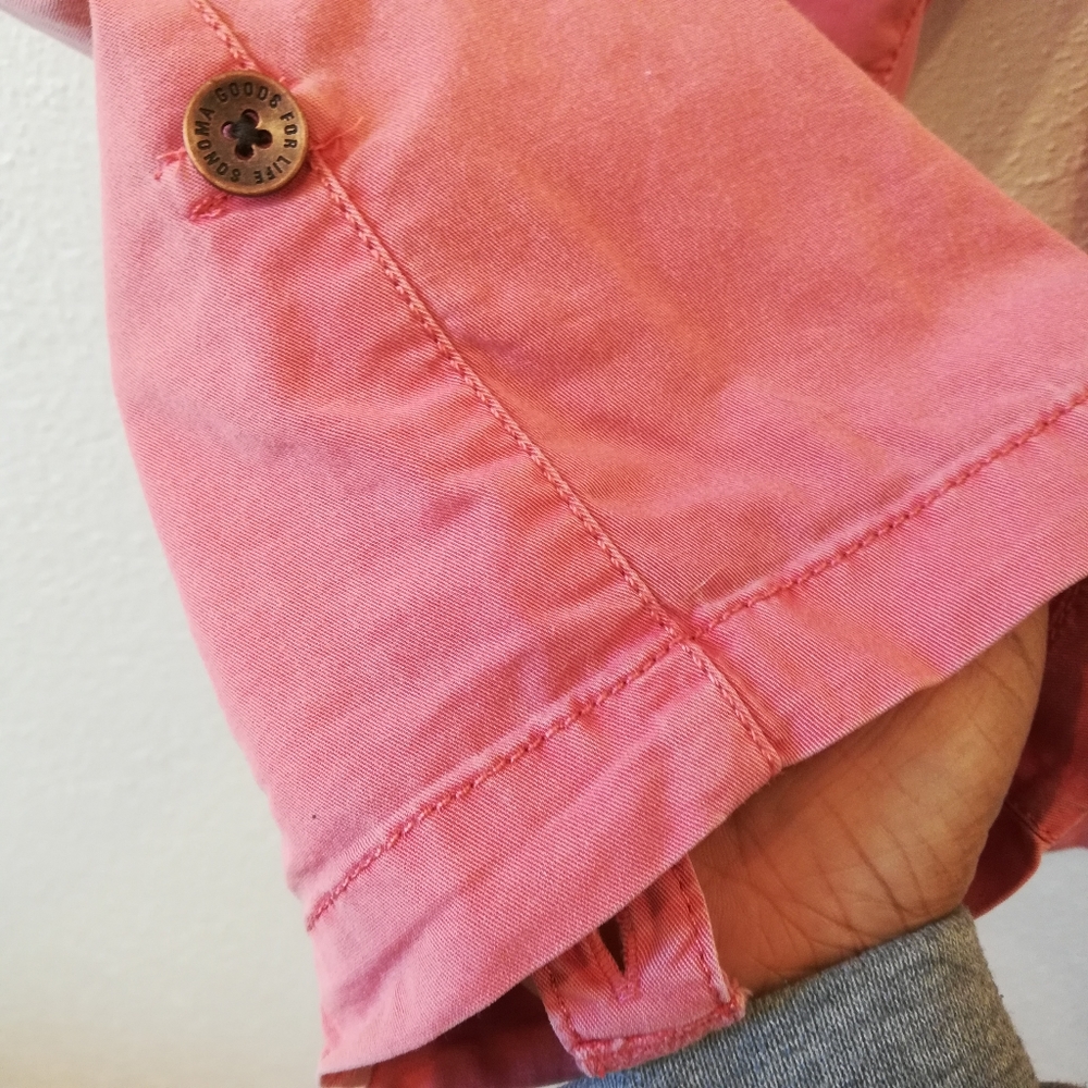 SOLD Sonoma Coral Drawstring Waist Roll Tab Legs Capri Pants Size 4 - Picture 6 of 12